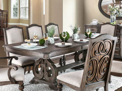 Dining Table With Expandable Leaf And Trestle Base Dining Room - Natural / Rustic