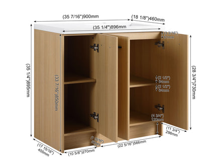 Freestanding Bathroom Vanity Set With Tall Linen Cabinet, 3 Door Storage Cabinet, Single Sink