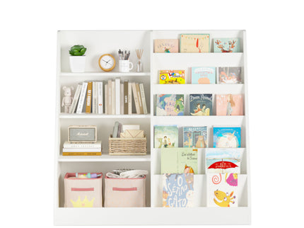 Bookshelf And Toy Storage Organizer, 4 Tier Bookcase With Display Stand For Playroom