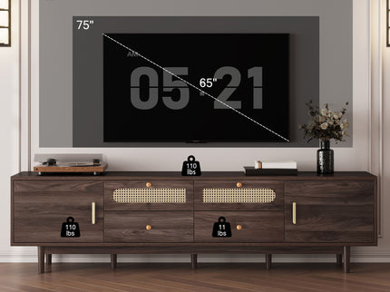 TV Stand With Drawers, Accent Entertainment Center For Living Room - Dark Brown