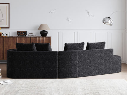 Upholstered Oversized Sectional Sofa, 4 Seater Extra Deep & Wide Seat Curved Cloud Couch With 4 Throw Pillows, Free Combination Living Room - Black