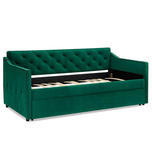 Daybed With Pop Up Trundle And USB Charging Armrest