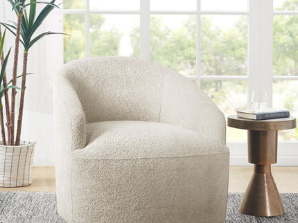 Upholstered 360 Degree Swivel Chair - Cream