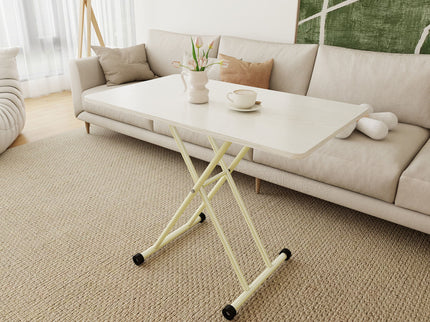 Adjustable Standing Table, Indoor & Outdoor Use, Portable With Adjustable Height - Off White / White