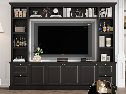 All-In-One TV Stand With Bookcase For TVs Up To 70"