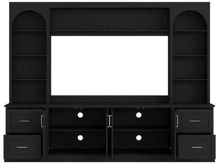 Arched Entertainment Center Wall Unit With Drawers, TV Stand