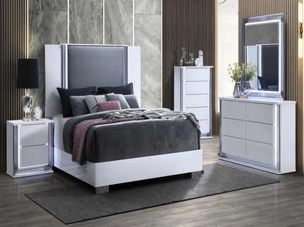 Moon - Smooth Nightstand With LED - White