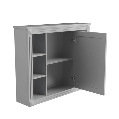 Wall Mounted Bathroom Storage Cabinet With Mirror, Cabinet With 6 Open Shelves And Adjustable Interior