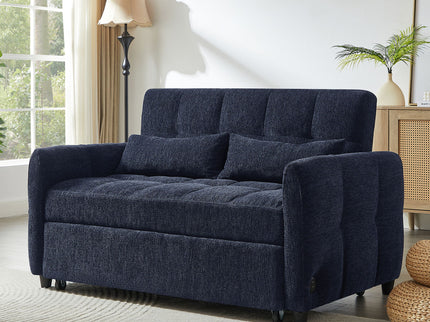 Loveseat Sofa Pull-Out Bed With Adjustable Backrest, 3 USB Ports And 2 Lumbar Pillows For Living Room
