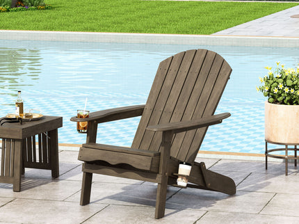 Zenithia - Outdoor Foldable Adirondack Chair With 2 Cup Holders