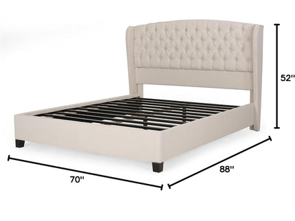 Twilight Fully Upholstered Fabric Wingback Queen Bed - Ivory