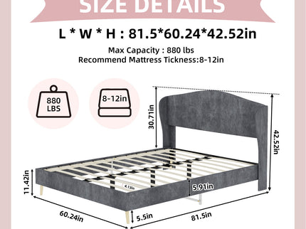 Upholstered Bed, Tufted Headboard, Comfortable Sleep