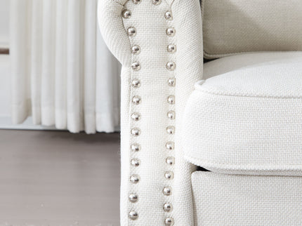 Rolled Arm Sofa With Nailhead Trim With Wooden Legs