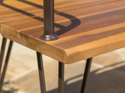 Outdoor Bench With Powder Coated Iron Frame - Teak