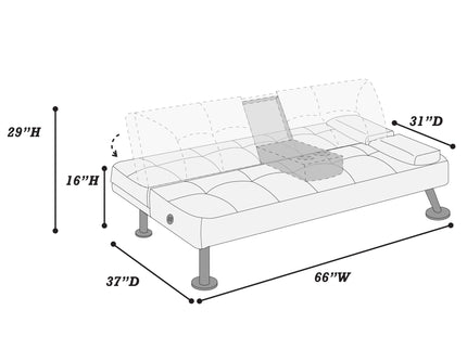 Adjustable Sofa With Fold Down Table And Cup Holders