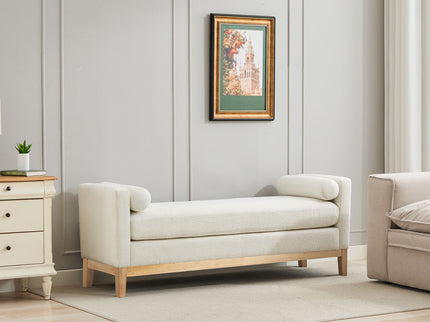 Upholstered End Of Bed Bench With Arms & 2 Bolsters For Bedroom