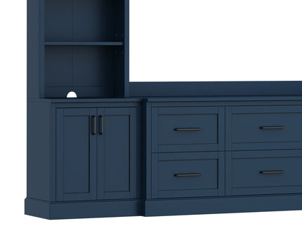 Arched Entertainment Center Wall Unit With 6 Drawers, Large TV Stand With Bookshelves