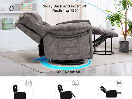 Swivel And Rocking Recliner Chair With Massage And Heating