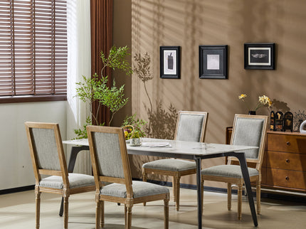 French Country Style Dining Chair With Upholstered Seating And Fluted Legs