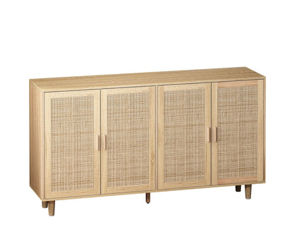 Elegant And Functional Rattan Decorative Storage Cabinet With 4 Doors