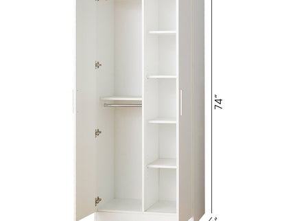 Viviane - Closet With Hanging Bars And 5 Shelves - White