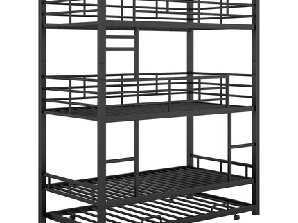 Triple Bunk Bed With Trundle, Heavy Duty Steel Construction
