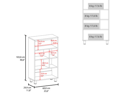 Bookcase, 6 Shelves, 4 Legs - Black