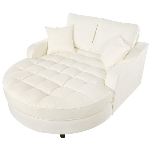 Modern Chaise Lounge Upholstered Sofa Couch With Tufted Seat And Detachable Pillows For Living Room