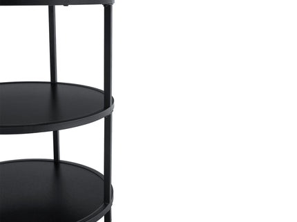 Diameter - Modern Splicing Circular Dining Table Double Layer Storage - Wood / Black