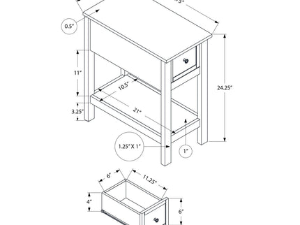 Accent End Table, 2 Tier, Narrow, Lamp, Storage Drawer, Charming Design