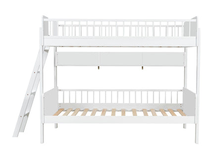 Bunk Bed With 3 Storage Shelves, Adjustable Ladder Left Or Right