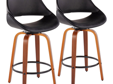 Fabrico - Mid Century Modern Fixed Height Counter Stool And Round Footrest (Set of 2)