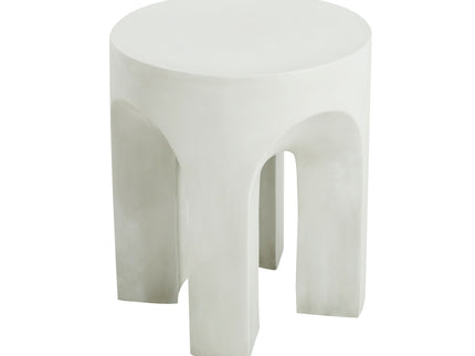Outdoor Round Top Side Table / End Table, Living Room Accent Table - Antique White