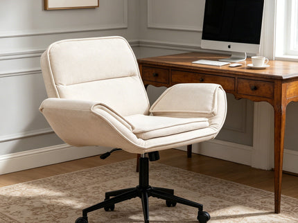 Criss Cross Swivel Desk Chair With Adjustable Armrests & Wheels For Home Office