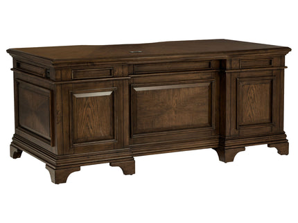 Stigham - 7 Drawer Executive Desk With Lockable File Cabinets - Oak