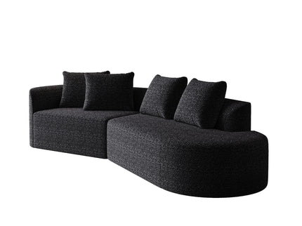 Upholstered Oversized Sectional Sofa, 4 Seater Extra Deep & Wide Curved Cloud Couch With 4 Throw Pillows For Living Room - Black