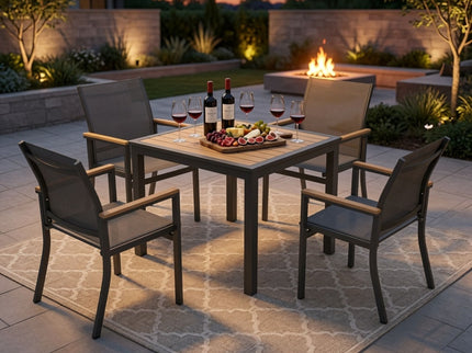 Outdoor Square Patio Slatted Dining Table - Gray