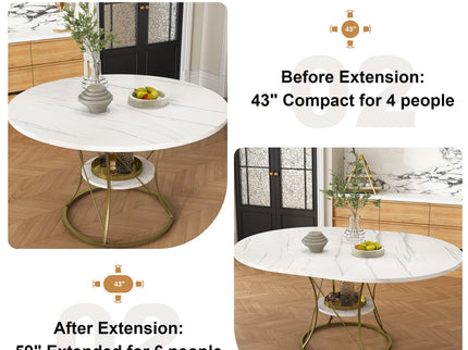 Round Extendable Dining Table Set With Chairs
