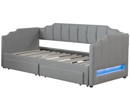 Extendable Daybed With LED Light And 2 Storage Drawers