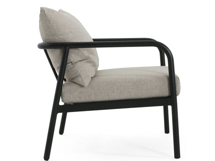 Leora - Modern Minimalist Round Tube Sofa Chair With Cushions - Beige / Black