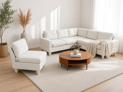 Modular L - Shaped Sectional Sofa 6 Seater 4 Piece Couch With Chaise