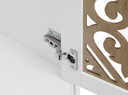 Hollow Pattern 2 Door 3 Drawer Wardrobe, The Collision Of Wood Color, Suitable For Bedrooms And Dressing Rooms - White