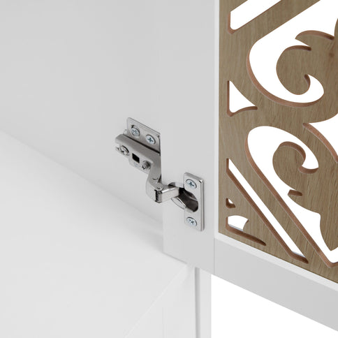 Hollow Pattern 2 Door 3 Drawer Wardrobe, The Collision Of Wood Color, Suitable For Bedrooms And Dressing Rooms - White