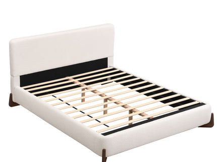 Queen Size Elegant Terry Upholstered Bed - White