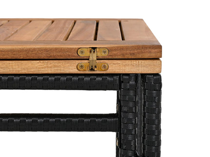 Outdoor Acacia Wood Bar Height Table And Eight Stools With Cushions