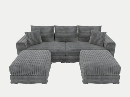 Deep Seat Convertible Sofa With Soft Pillows And Ottomans