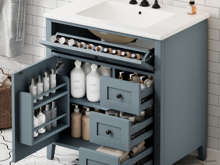 Bathroom Vanity With Sink, 3 Drawers And Adjustable Shelf