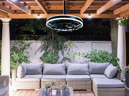 Ceiling Fan Light LED Light Source And Remote Control, 3000 - 6500K Dimmable LED Fan Light, 6 Speeds, For Living Room - Matte Black