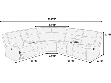 Sectional Sofa Set With Console Cup Holders, 3 Piece Reclining Living Room Couch - Gray Ash