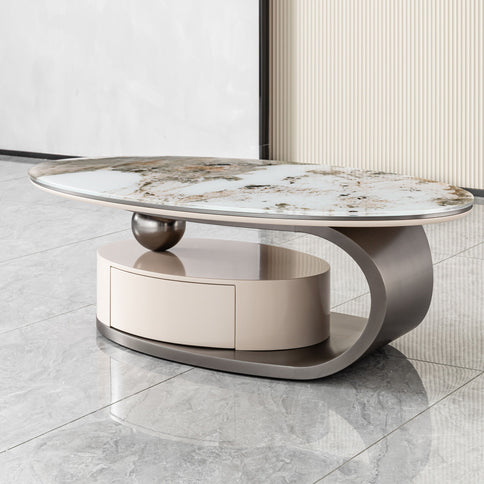 Oval Coffee Table With Drawer